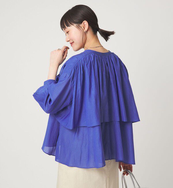 UNITED ARROWS green label relaxing「［size SHORTあり］ボイル レイヤー ギャザー ブラウス」|シャツ・ブラウス|