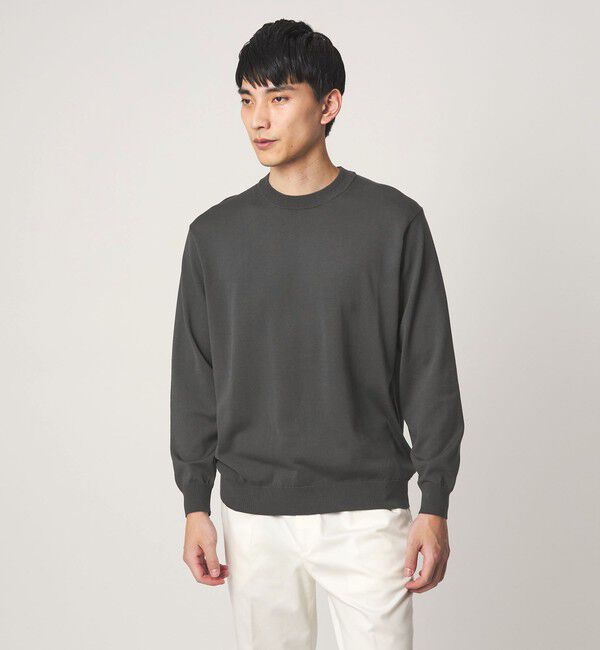 UNITED ARROWS green label relaxing「MTB コットン ハイゲージ クルーネック ニット」|ニット・セーター|DK.GRAY