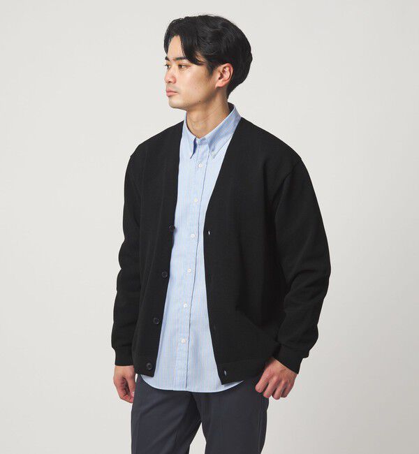 UNITED ARROWS green label relaxing「ポリエステル リンクス Vネック カーディガン」|カーディガン|BLACK