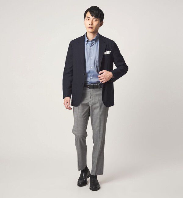 UNITED ARROWS green label relaxing「TW メランジ トロピカル スタンダード スラックス -ウォッシャブル・ストレッチ・ウエストアジャスター-」|スラックス|