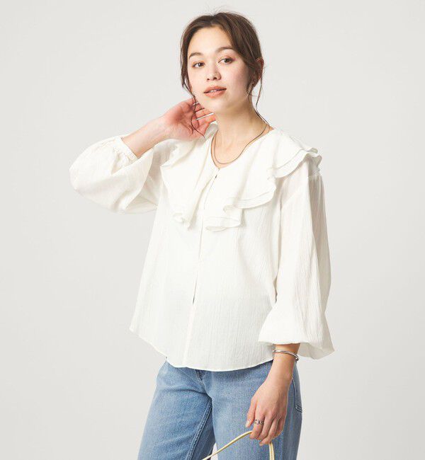 UNITED ARROWS green label relaxing「100/2 ラッフルカラー ブラウス」|シャツ・ブラウス|