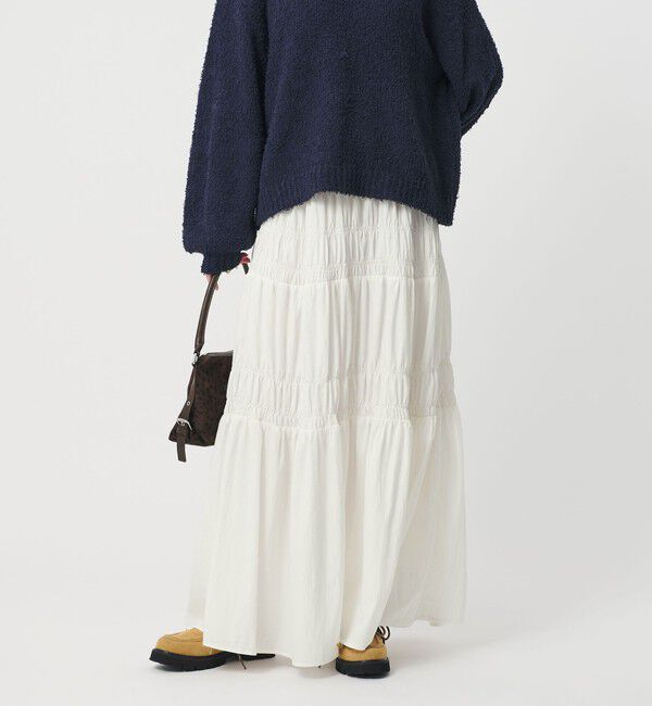 BEAUTY&YOUTH UNITED ARROWS「レーヨンブレンド シャーリング ロングスカート」|スカート|WHITE