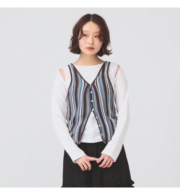Ray BEAMS 「マルチストライプ ニット キャミソール」|キャミソール|