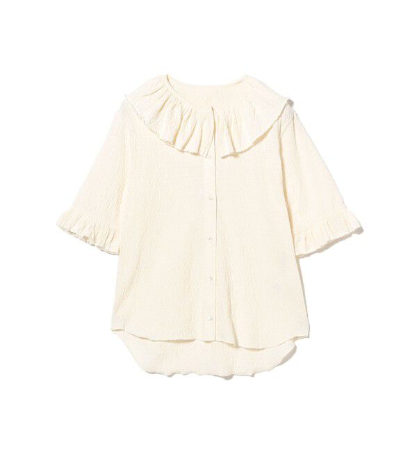 BEAMSBOY「ジャカード フリルギャザー ショートスリーブ」|Tシャツ・カットソー|