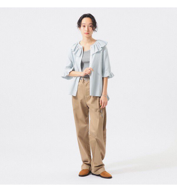 BEAMSBOY「ジャカード フリルギャザー ショートスリーブ」|Tシャツ・カットソー|