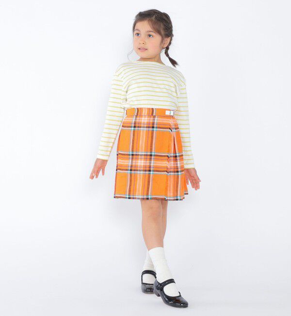 SHIPS KIDS「O'NEIL of DUBLIN:100～130cm / リネン チェック キルト スカート」|台形|