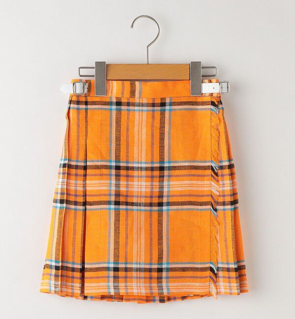 SHIPS KIDS「O'NEIL of DUBLIN:100～130cm / リネン チェック キルト スカート」|台形|