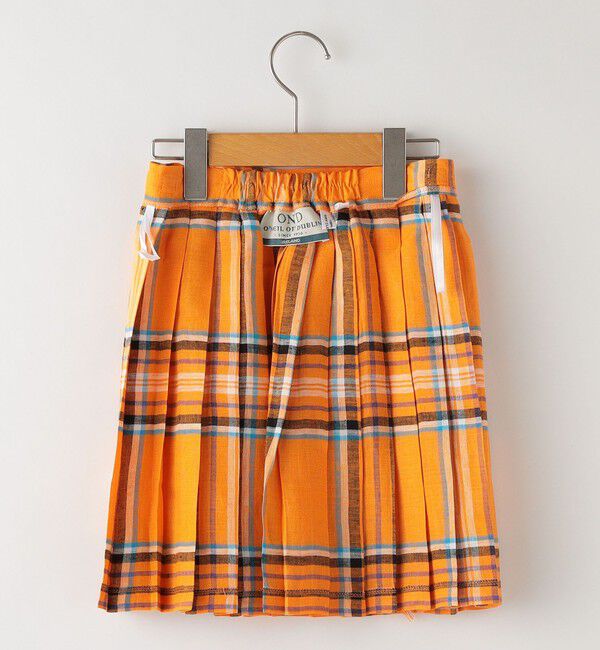 SHIPS KIDS「O'NEIL of DUBLIN:100～130cm / リネン チェック キルト スカート」|台形|