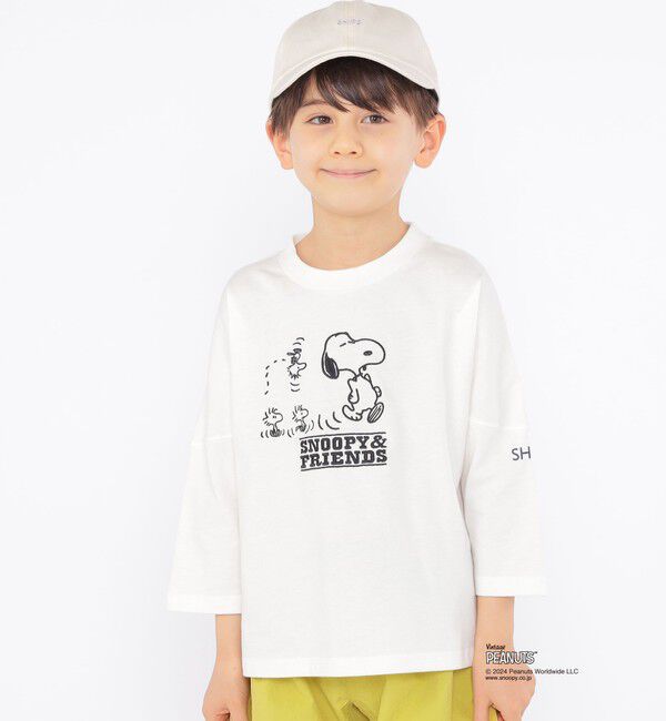 SHIPS KIDS「SHIPS KIDS:100～130cm / スヌーピー 7分袖 TEE」|Tシャツ・カットソー|ホワイト系