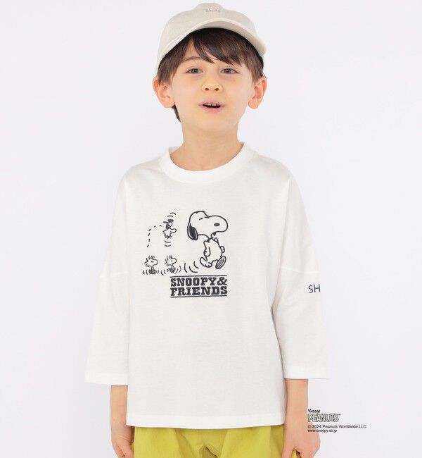 SHIPS KIDS「SHIPS KIDS:100～130cm / スヌーピー 7分袖 TEE」|Tシャツ・カットソー|