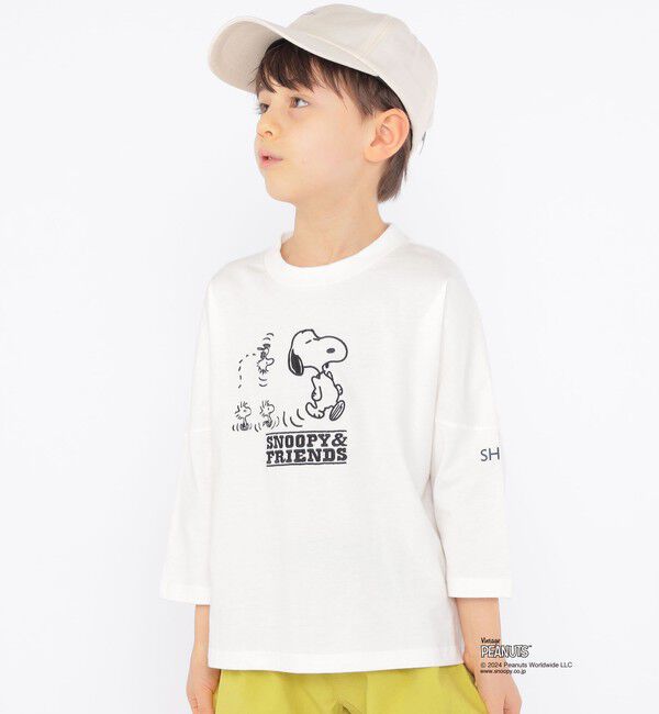 SHIPS KIDS「SHIPS KIDS:100～130cm / スヌーピー 7分袖 TEE」|Tシャツ・カットソー|