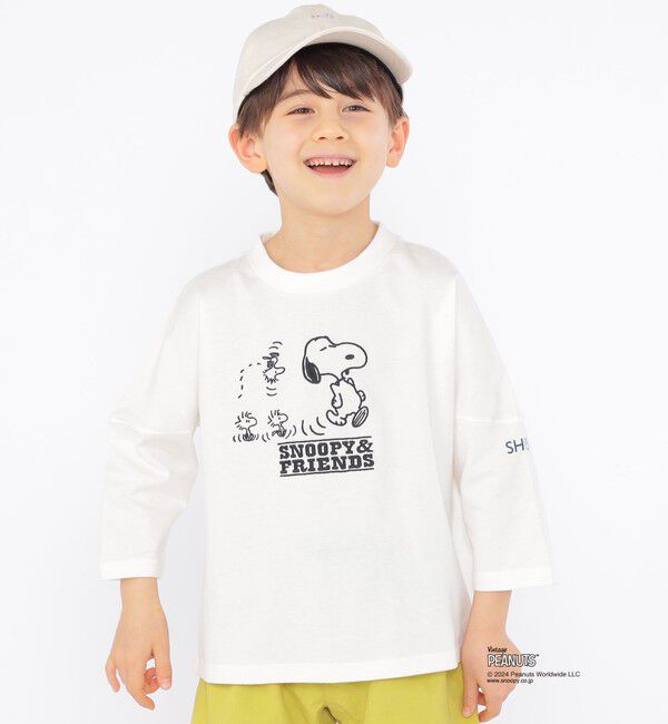 SHIPS KIDS「SHIPS KIDS:100～130cm / スヌーピー 7分袖 TEE」|Tシャツ・カットソー|