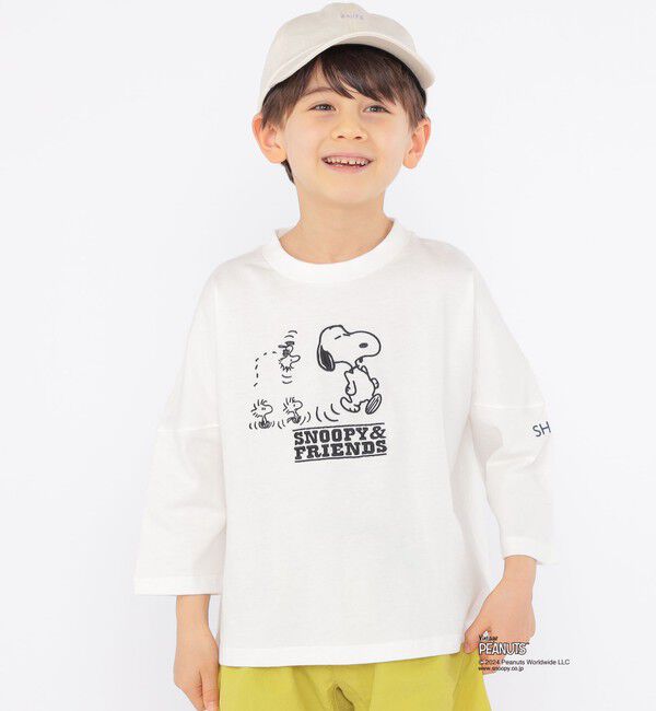 SHIPS KIDS「SHIPS KIDS:100～130cm / スヌーピー 7分袖 TEE」|Tシャツ・カットソー|