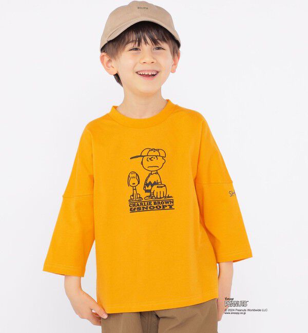 SHIPS KIDS「SHIPS KIDS:100～130cm / スヌーピー 7分袖 TEE」|Tシャツ・カットソー|クリーム