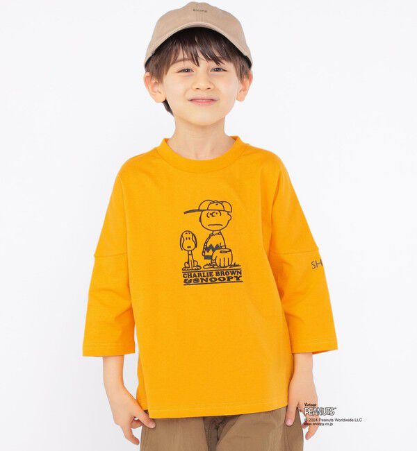 SHIPS KIDS「SHIPS KIDS:100～130cm / スヌーピー 7分袖 TEE」|Tシャツ・カットソー|