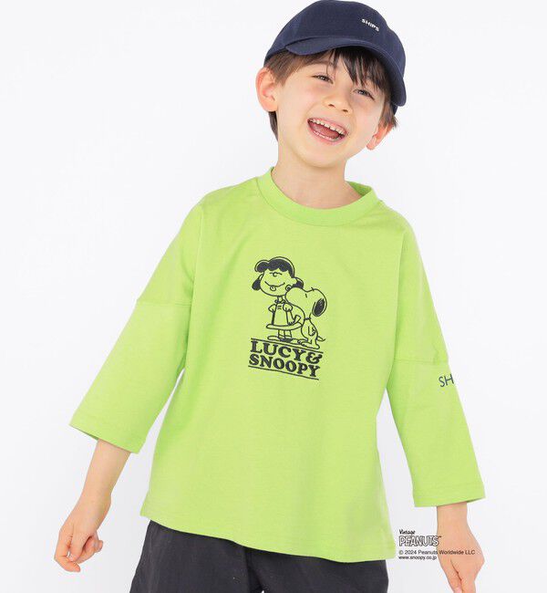 SHIPS KIDS「SHIPS KIDS:100～130cm / スヌーピー 7分袖 TEE」|Tシャツ・カットソー|