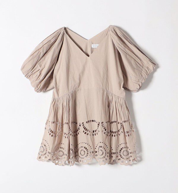 quaranciel「quaranciel:〈洗濯機可能〉コットン カットワーク レース パフスリーブ ブラウス」|シャツ・ブラウス|