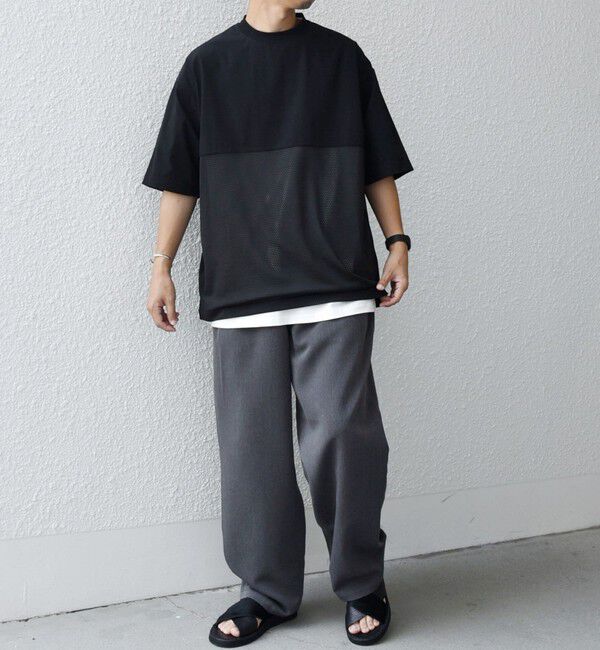 SHIPS any「SHIPS any: 〈洗濯機可能〉ナイロン / メッシュ コンビ フットボール Tシャツ◇」|Tシャツ・カットソー|