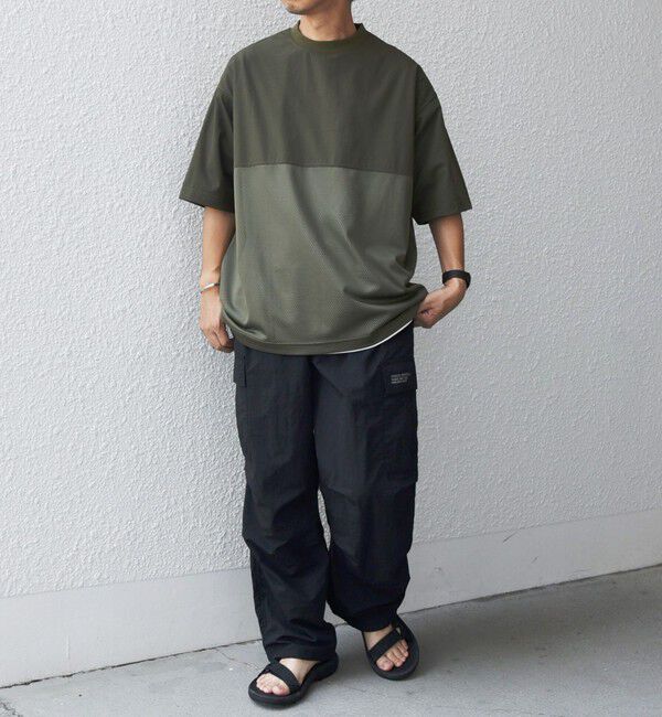 SHIPS any「SHIPS any: 〈洗濯機可能〉ナイロン / メッシュ コンビ フットボール Tシャツ◇」|Tシャツ・カットソー|