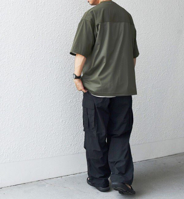 SHIPS any「SHIPS any: 〈洗濯機可能〉ナイロン / メッシュ コンビ フットボール Tシャツ◇」|Tシャツ・カットソー|