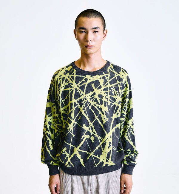 SHIPS「City Ambient Products:〈手洗い可能〉ペイント ジャカード クルーネック ニット」|ニット・セーター|