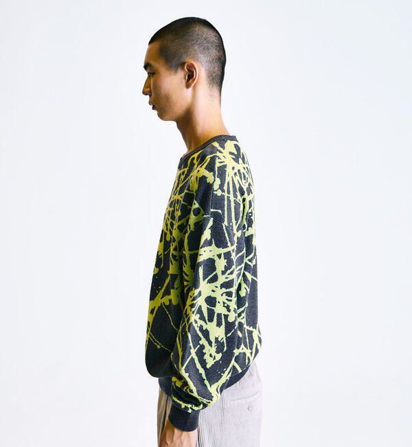 SHIPS「City Ambient Products:〈手洗い可能〉ペイント ジャカード クルーネック ニット」|ニット・セーター|