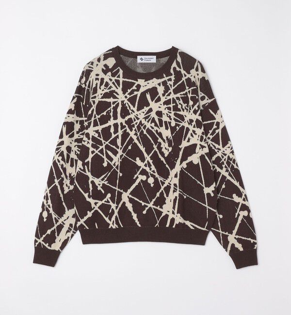 SHIPS「City Ambient Products:〈手洗い可能〉ペイント ジャカード クルーネック ニット」|ニット・セーター|ダークブラウン