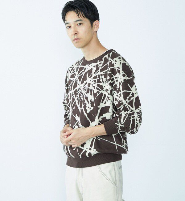 SHIPS「City Ambient Products:〈手洗い可能〉ペイント ジャカード クルーネック ニット」|ニット・セーター|