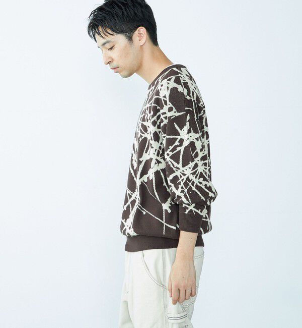 SHIPS「City Ambient Products:〈手洗い可能〉ペイント ジャカード クルーネック ニット」|ニット・セーター|