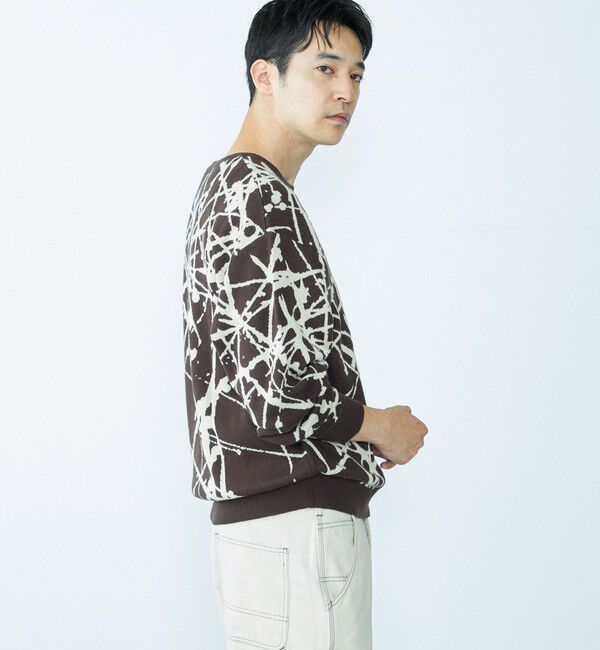 SHIPS「City Ambient Products:〈手洗い可能〉ペイント ジャカード クルーネック ニット」|ニット・セーター|