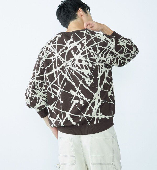 SHIPS「City Ambient Products:〈手洗い可能〉ペイント ジャカード クルーネック ニット」|ニット・セーター|
