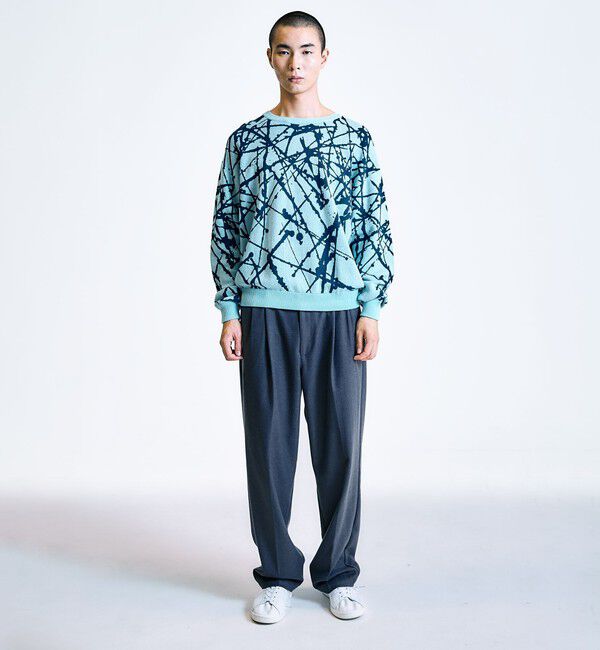 SHIPS「City Ambient Products:〈手洗い可能〉ペイント ジャカード クルーネック ニット」|ニット・セーター|