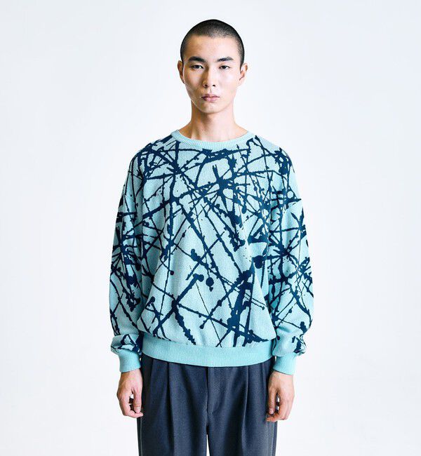 SHIPS「City Ambient Products:〈手洗い可能〉ペイント ジャカード クルーネック ニット」|ニット・セーター|