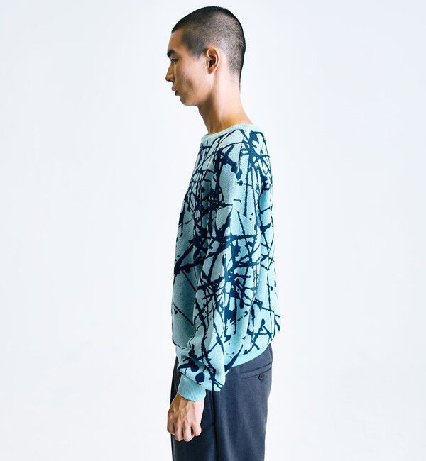 SHIPS「City Ambient Products:〈手洗い可能〉ペイント ジャカード クルーネック ニット」|ニット・セーター|