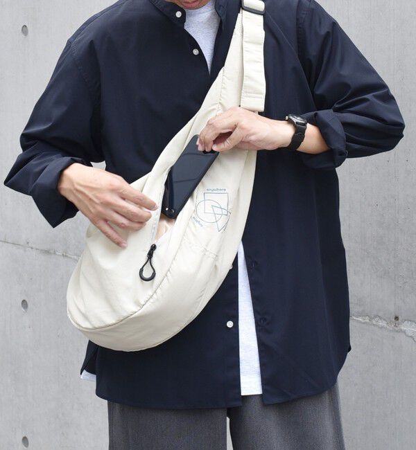 SHIPS any「SHIPS any: リップストップ ナイロン ロゴ 刺繍 クレッセント ショルダーバッグ◇」|ショルダー・メッセンジャー|ナチュラル