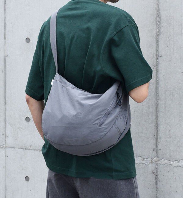 SHIPS any「SHIPS any: リップストップ ナイロン ロゴ 刺繍 クレッセント ショルダーバッグ◇」|ショルダー・メッセンジャー|チャコールグレー