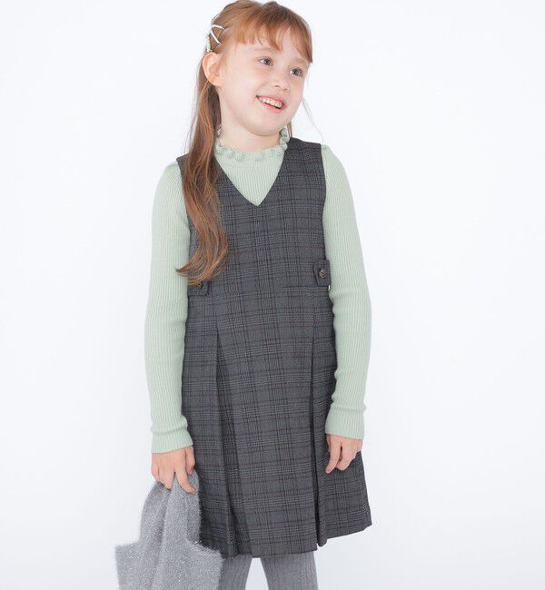 SHIPS KIDS「SHIPS KIDS:100～130cm / チェック ジャンパー スカート」|ワンピース|グレー系