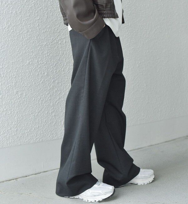 SHIPS any「SHIPS any: ウール混 ハイライズ セミフレア ワイドパンツ (セットアップ対応)◇」|チノ|