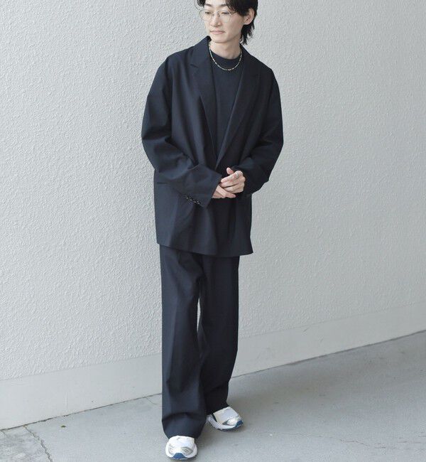 SHIPS any「SHIPS any: ウール混 ハイライズ セミフレア ワイドパンツ (セットアップ対応)◇」|チノ|