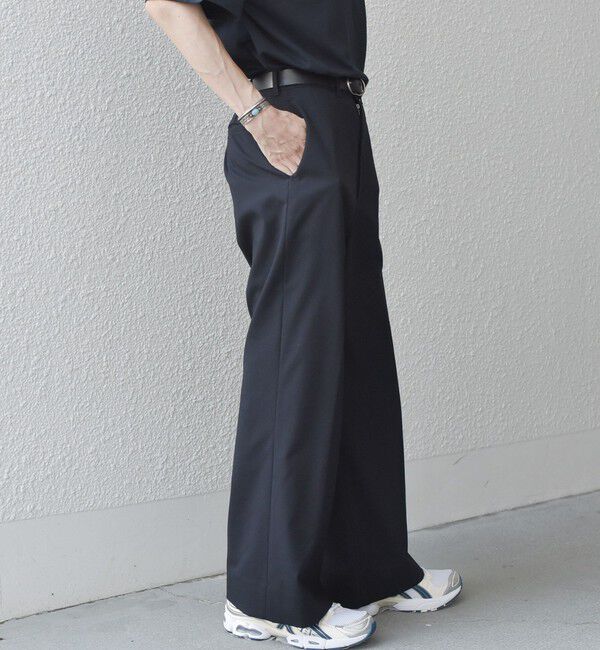 SHIPS any「SHIPS any: ウール混 ハイライズ セミフレア ワイドパンツ (セットアップ対応)◇」|チノ|