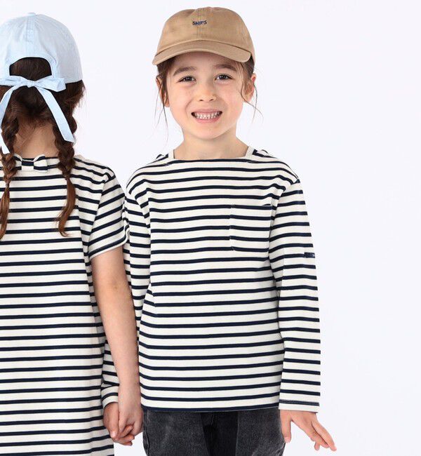 SHIPS KIDS「SHIPS KIDS:100～130cm / ボーダー 長袖 TEE」|Tシャツ・カットソー|ホワイト系