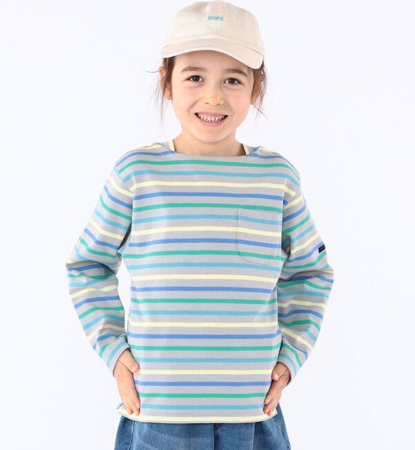 SHIPS KIDS「SHIPS KIDS:100～130cm / ボーダー 長袖 TEE」|Tシャツ・カットソー|グレー