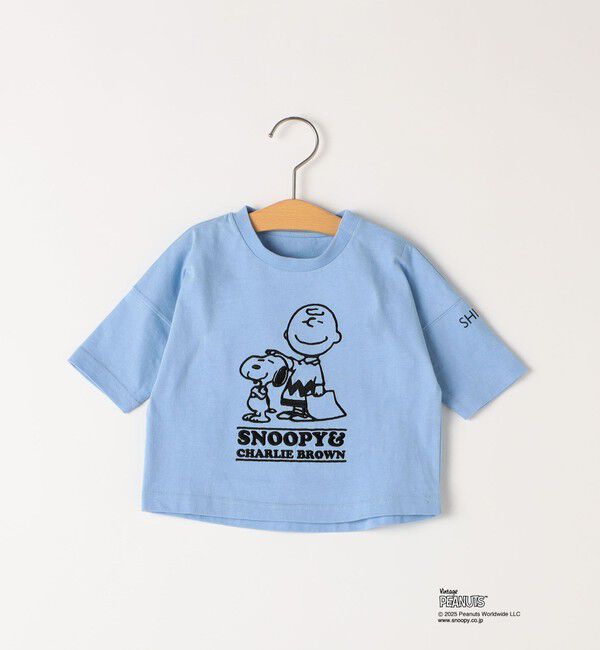 SHIPS KIDS「SHIPS KIDS:80～90cm / スヌーピー 七分袖 TEE」|Tシャツ・カットソー|ライトブルー