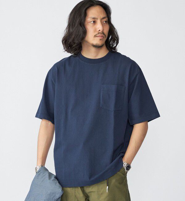 SHIPS「SHIPS: コットンUSA クルーネック ポケット Tシャツ」|Tシャツ・カットソー|ネイビー