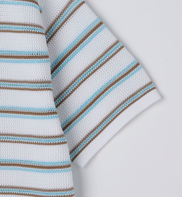 SHIPS「SHIPS:〈手洗い可能〉Amossa(R) メッシュ ボーダー ニット Tシャツ」|ニット・セーター|