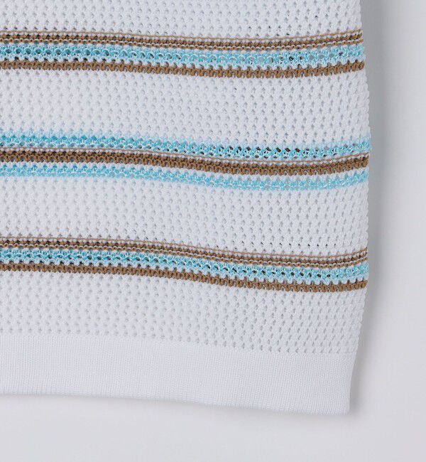 SHIPS「SHIPS:〈手洗い可能〉Amossa(R) メッシュ ボーダー ニット Tシャツ」|ニット・セーター|