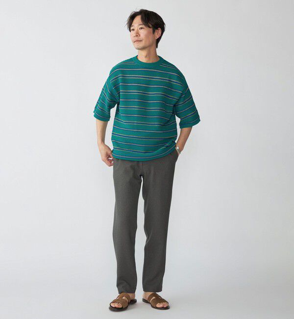 SHIPS「SHIPS:〈手洗い可能〉Amossa(R) メッシュ ボーダー ニット Tシャツ」|ニット・セーター|