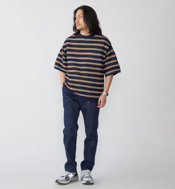 SHIPS「SHIPS:〈手洗い可能〉Amossa(R) メッシュ ボーダー ニット Tシャツ」|ニット・セーター|