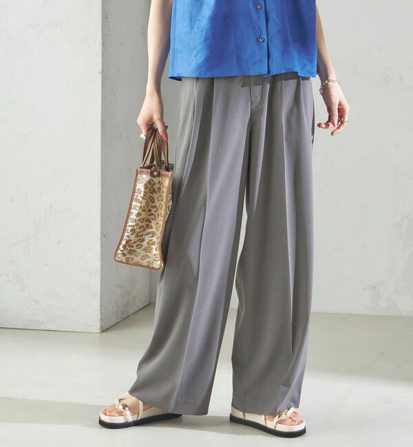 SHIPS for women「〈手洗い可能〉セミ ワイド イージー スラックス」|スラックス|