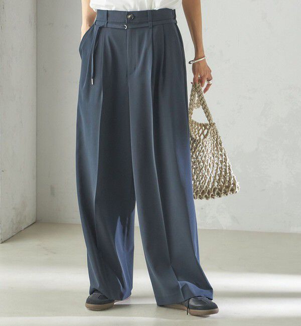 SHIPS for women「〈手洗い可能〉セミ ワイド イージー スラックス」|スラックス|